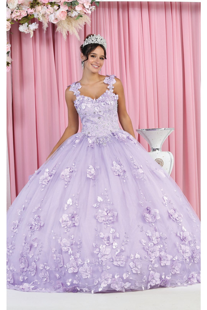 Layla K LK157 Sleeveless Floral Embroidered Quinceañera Ball Gown - LILAC / 4 - Dress