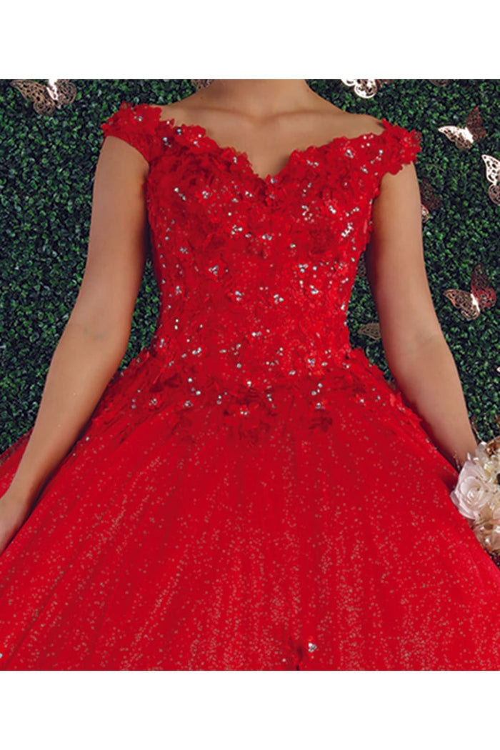 Layla K LK160 Floral Embroidered Glitter Sweet 16 Quince Ball Gown