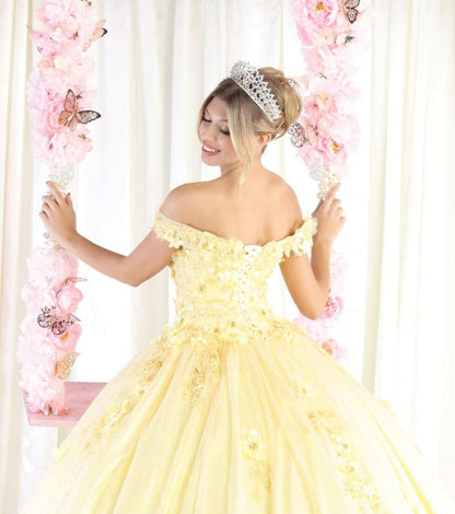 Plus Size Ball Gown in Yellow | Formal Quinceanera Dress by LK161