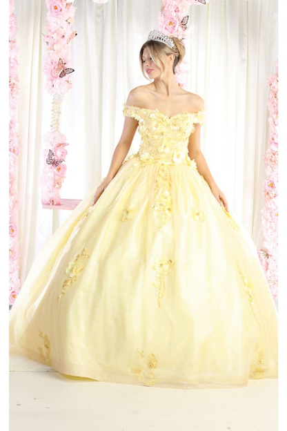 Plus Size Ball Gown in Yellow | Formal Quinceanera Dress by LK161