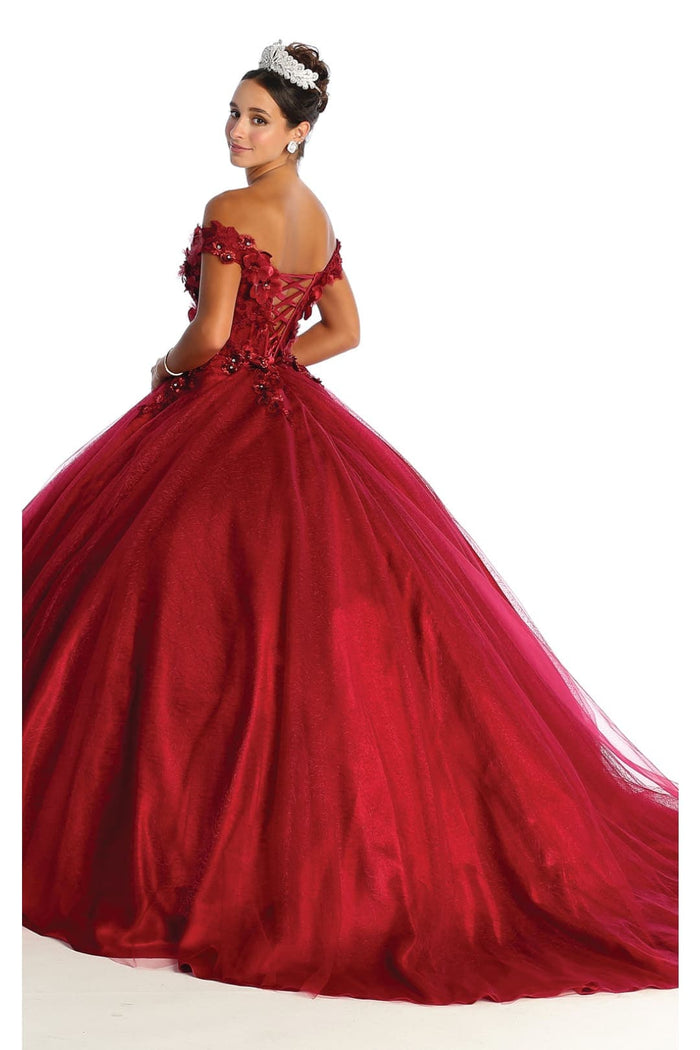 Quinceanera Dress Ball Gown Off The Shoulder Floral Corset Style