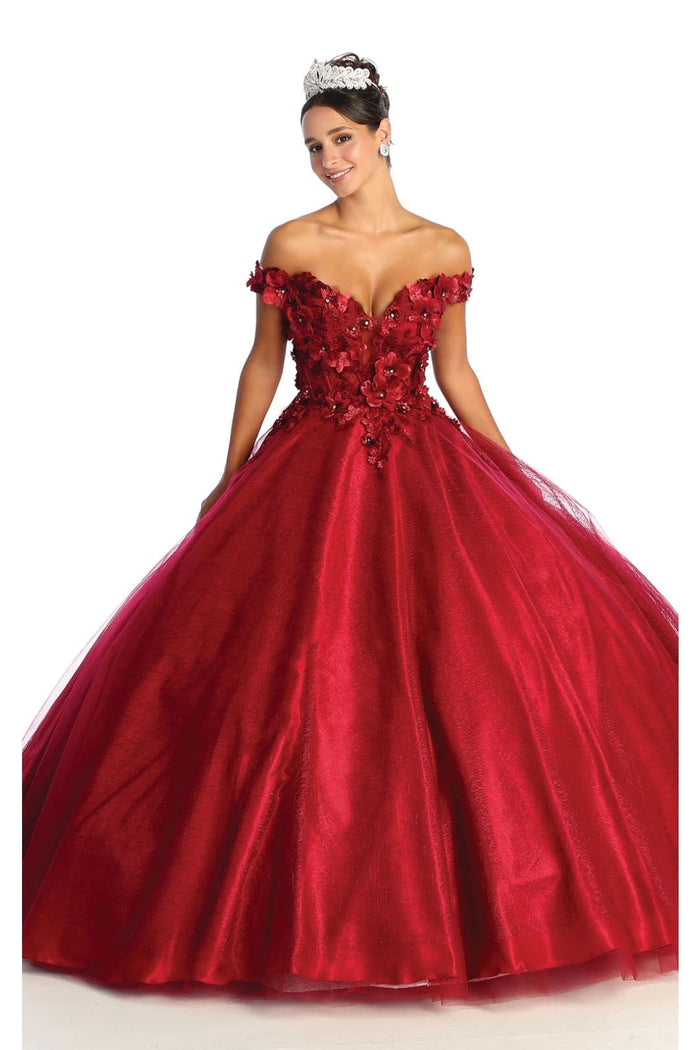 Quinceanera Dress Ball Gown Off The Shoulder Floral Corset Style