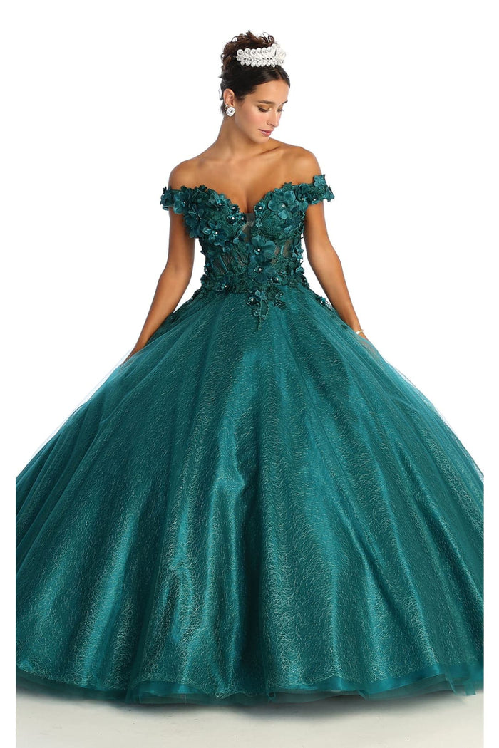 Quinceanera Dress Ball Gown Off The Shoulder Floral Corset Style