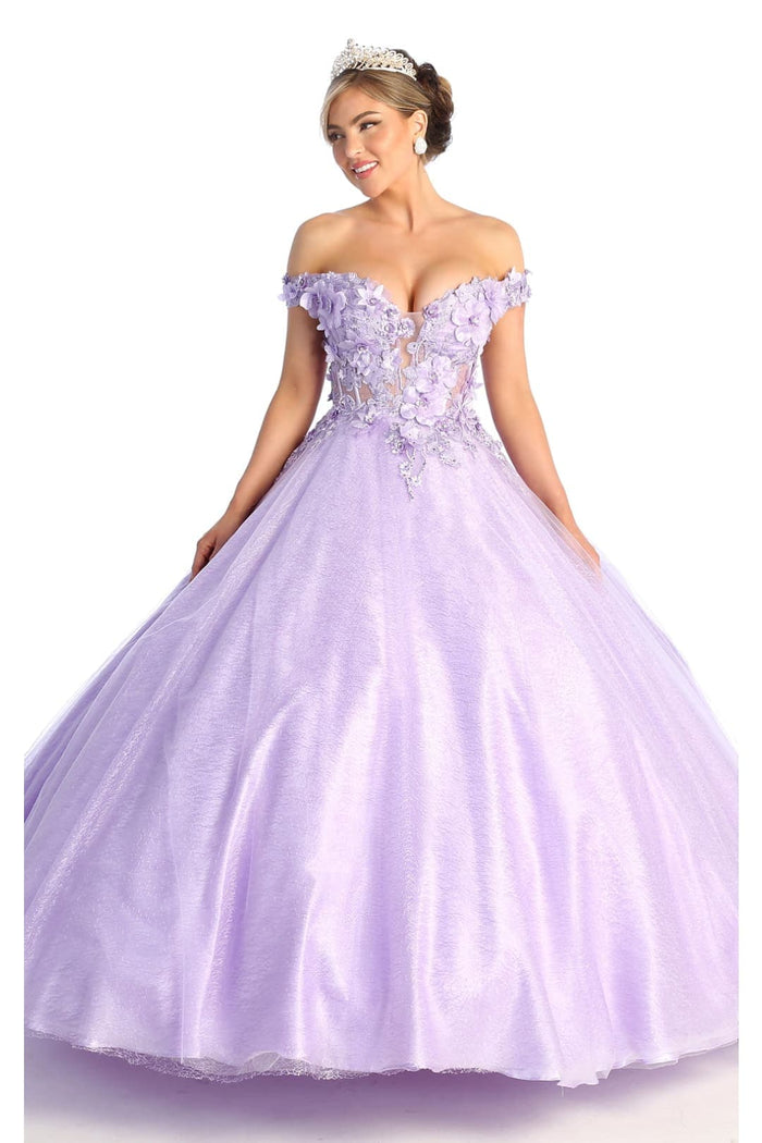 Quinceanera Dress Ball Gown Off The Shoulder Floral Corset Style