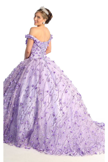 3D Floral Applique Glitter Quince Ball Gown & Plus Size