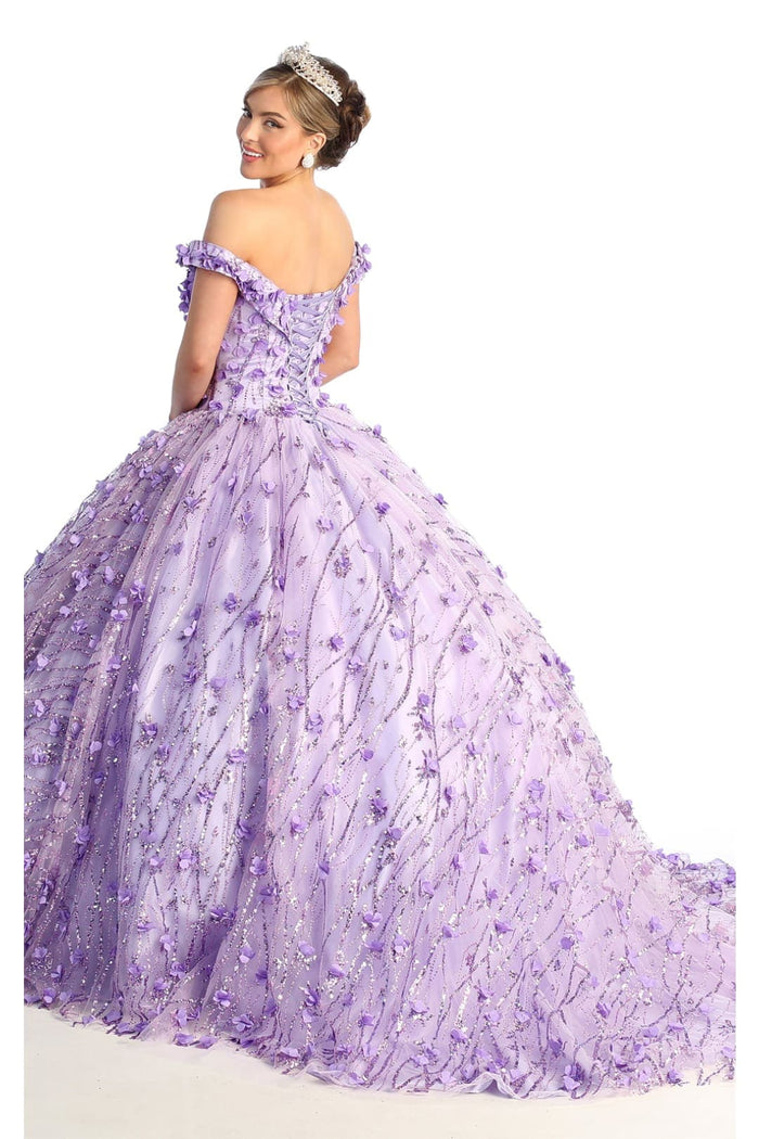 3D Floral Applique Glitter Quince Ball Gown & Plus Size