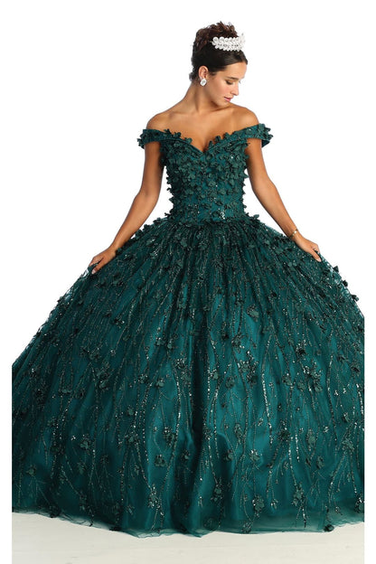 3D Floral Applique Glitter Quince Ball Gown & Plus Size