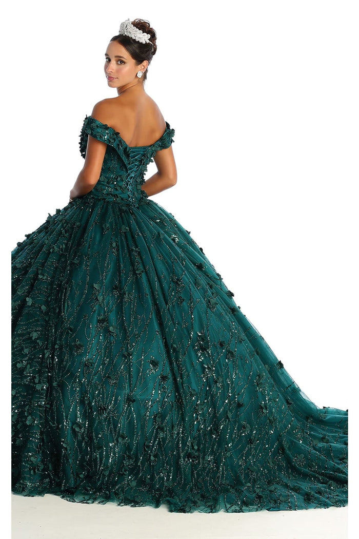3D Floral Applique Glitter Quince Ball Gown & Plus Size