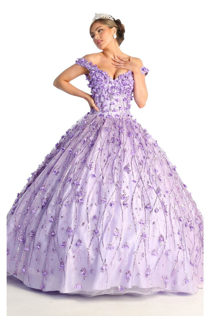 3D Floral Applique Glitter Quince Ball Gown & Plus Size