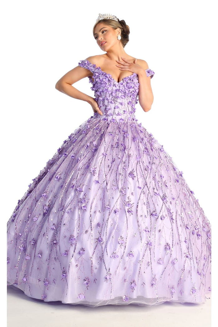3D Floral Applique Glitter Quince Ball Gown & Plus Size