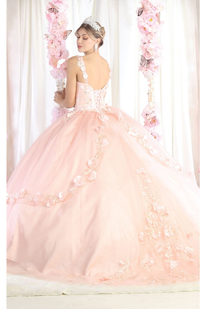Strapless Sweetheart Floral Applique Ball Gown