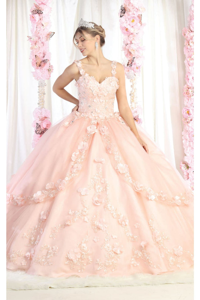 Strapless Sweetheart Floral Applique Ball Gown