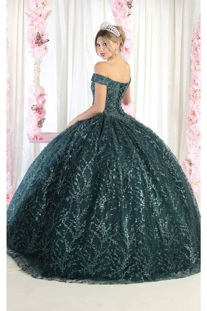 Off Shoulder Corset Quinceanera Glitter Ball Gown