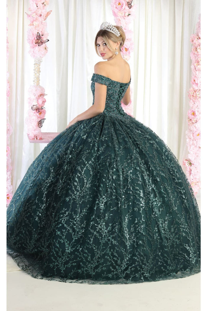 Off Shoulder Corset Quinceanera Glitter Ball Gown