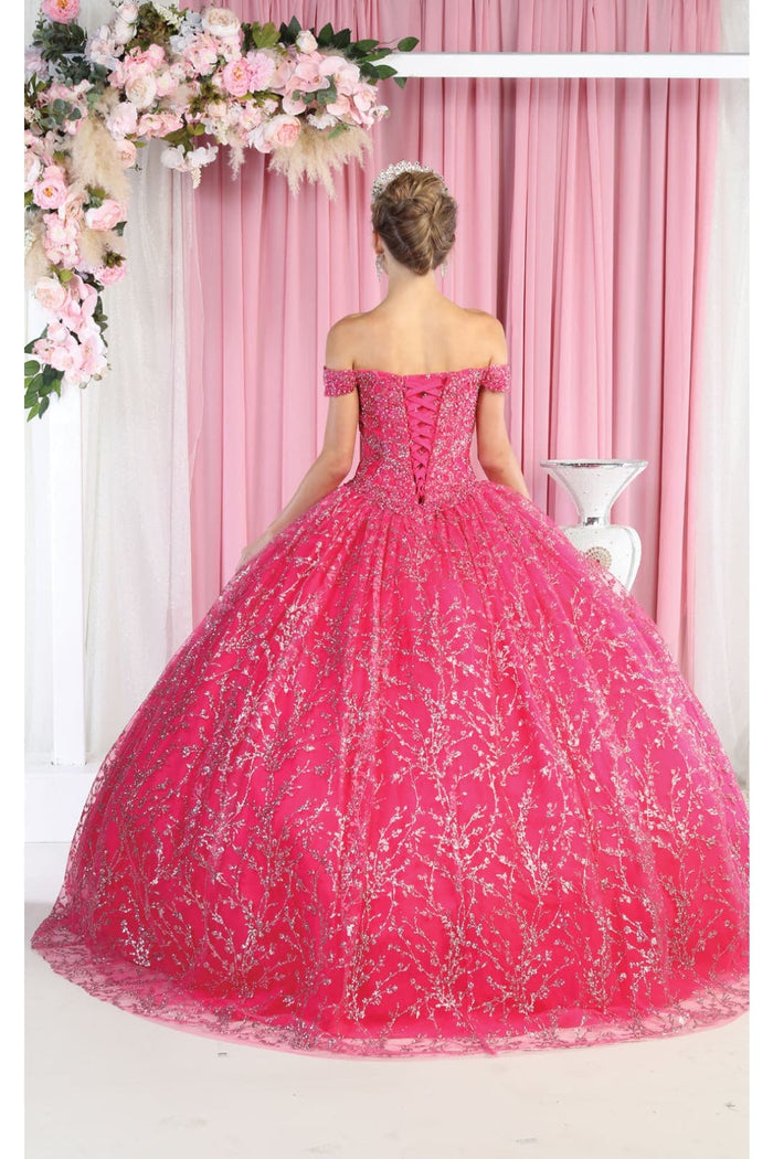 Off Shoulder Corset Quinceanera Glitter Ball Gown