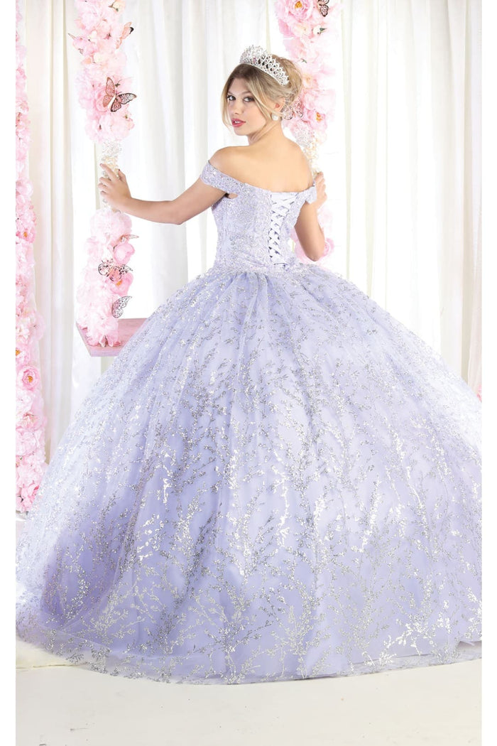 Off Shoulder Corset Quinceanera Glitter Ball Gown
