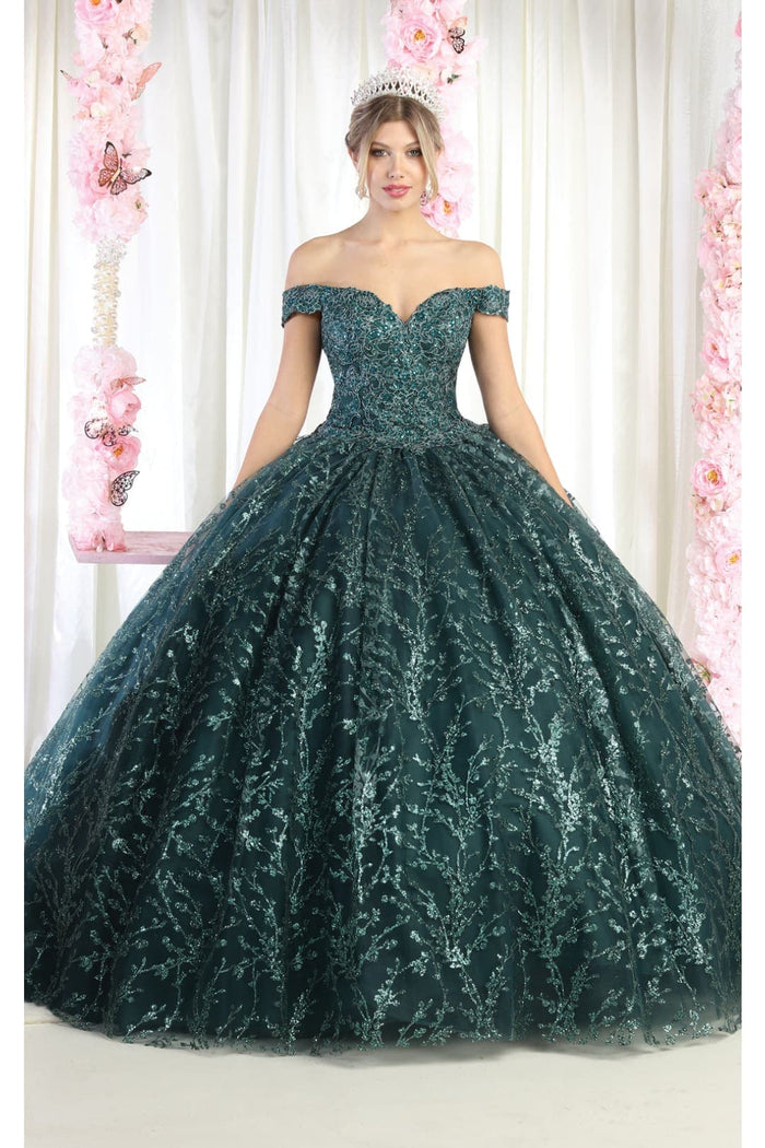 Off Shoulder Corset Quinceanera Glitter Ball Gown