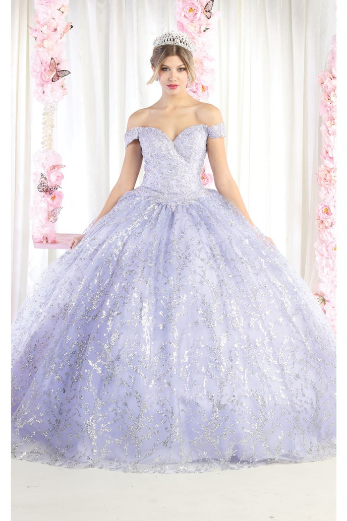 Off Shoulder Corset Quinceanera Glitter Ball Gown