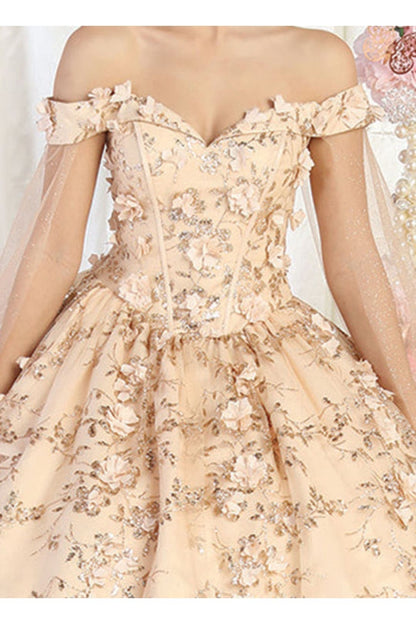 Off Shoulder Floral Corset Quinceanera Ball Gown