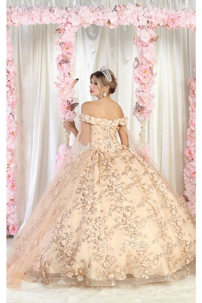 Layla K LK184 Cape Floral Quinceanera Ball Gown