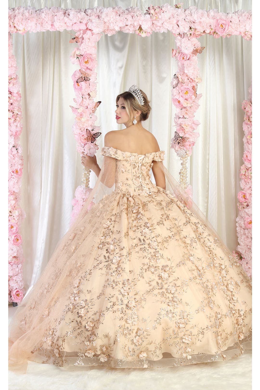 Off Shoulder Floral Corset Quinceanera Ball Gown