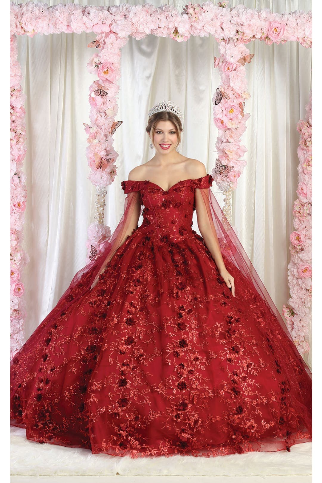 Off Shoulder Floral Corset Quinceanera Ball Gown