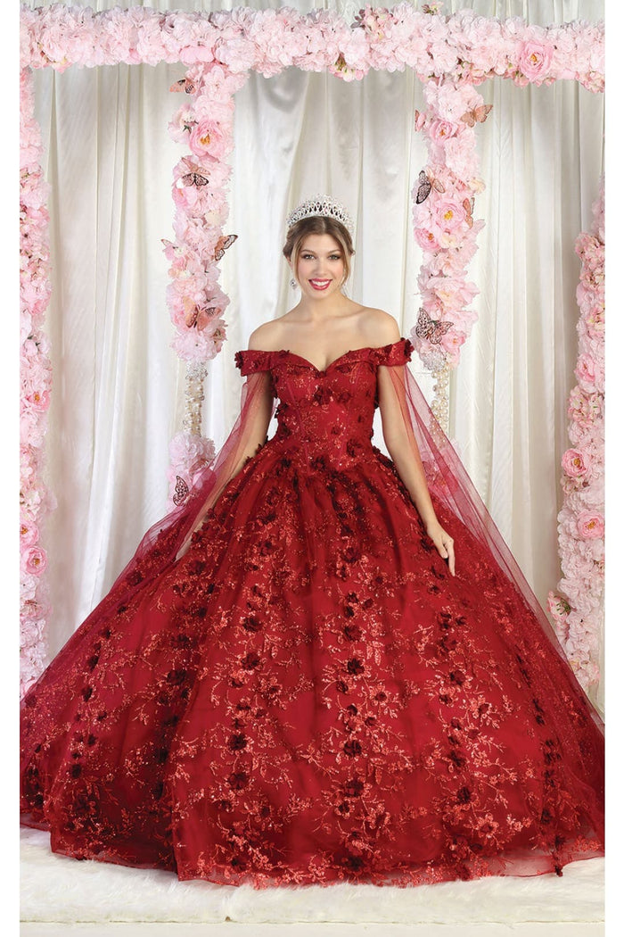 Off Shoulder Floral Corset Quinceanera Ball Gown