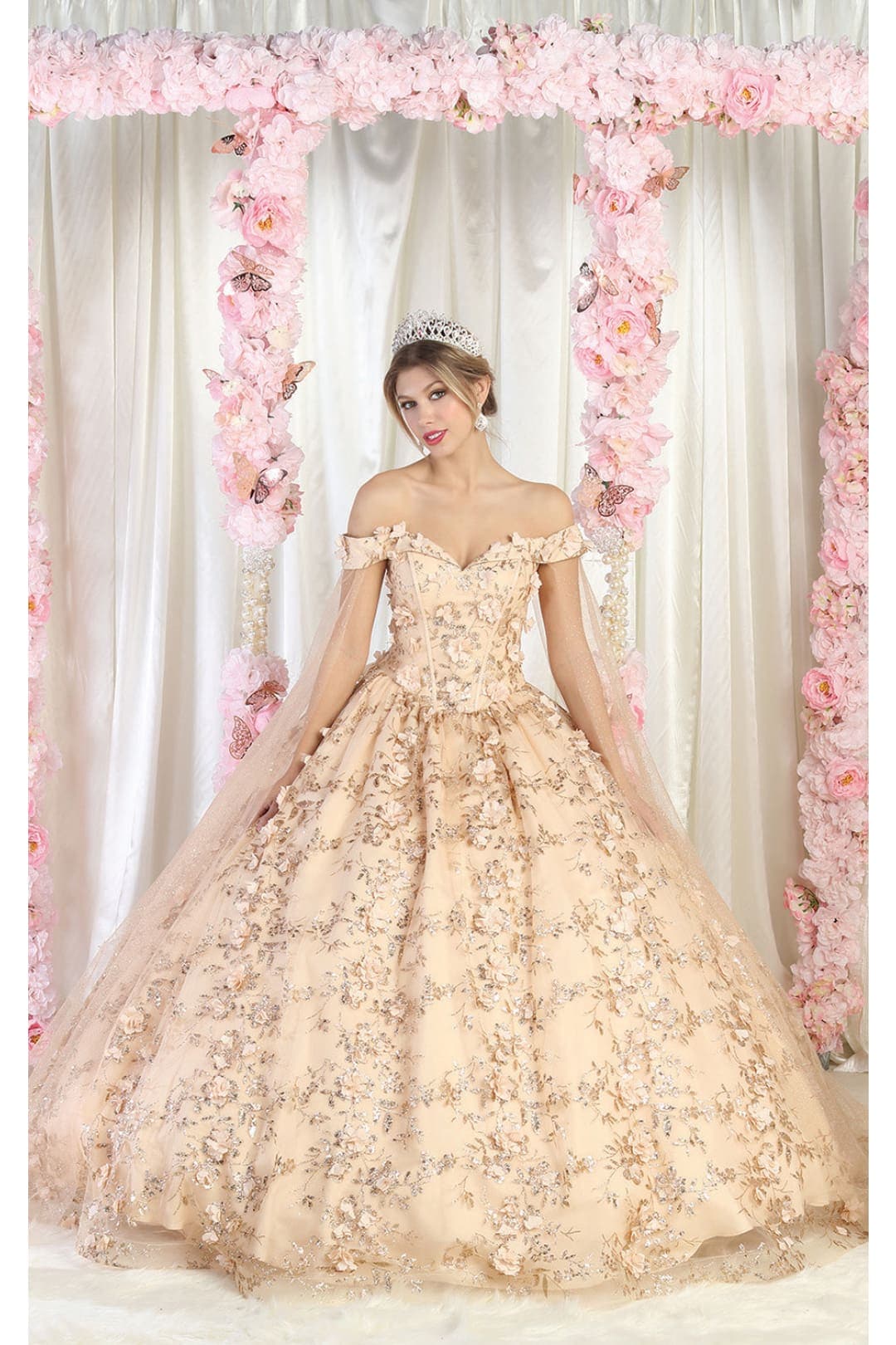 Off Shoulder Floral Corset Quinceanera Ball Gown