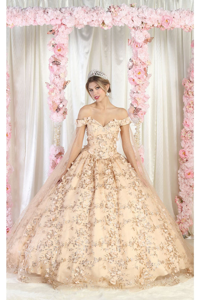 Off Shoulder Floral Corset Quinceanera Ball Gown