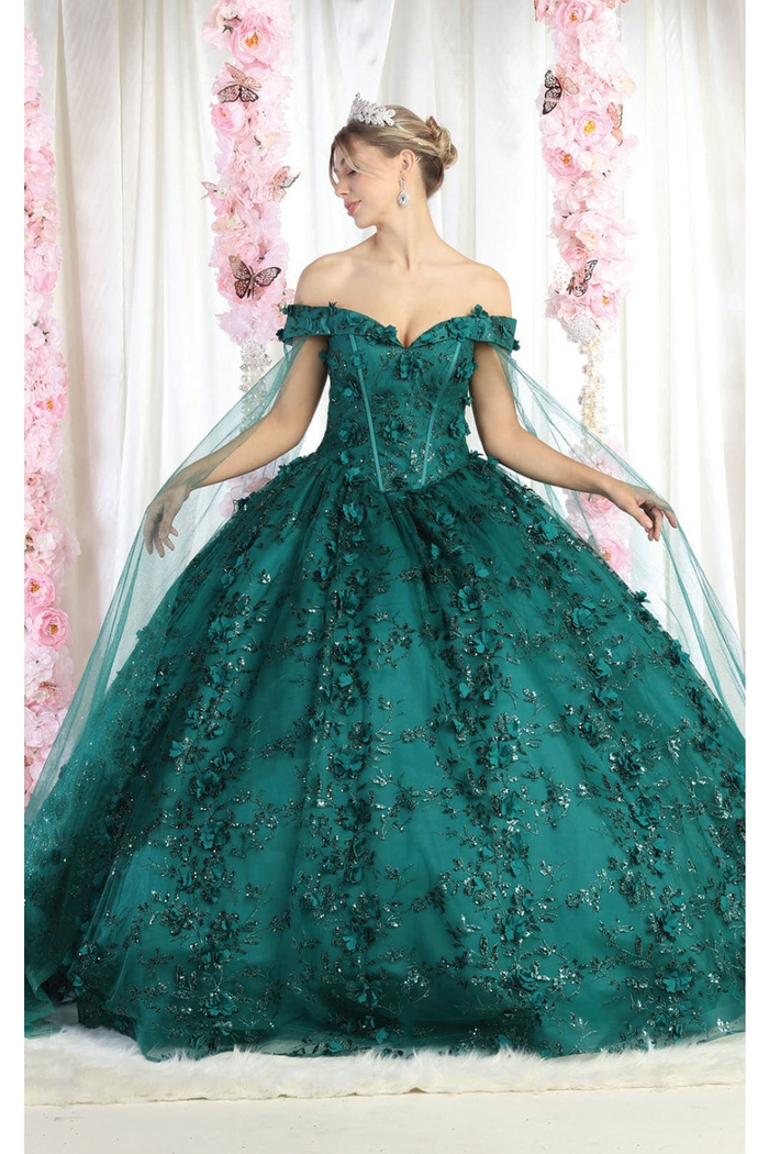Off Shoulder Floral Corset Quinceanera Ball Gown