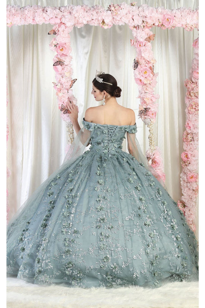 Off Shoulder Floral Corset Quinceanera Ball Gown