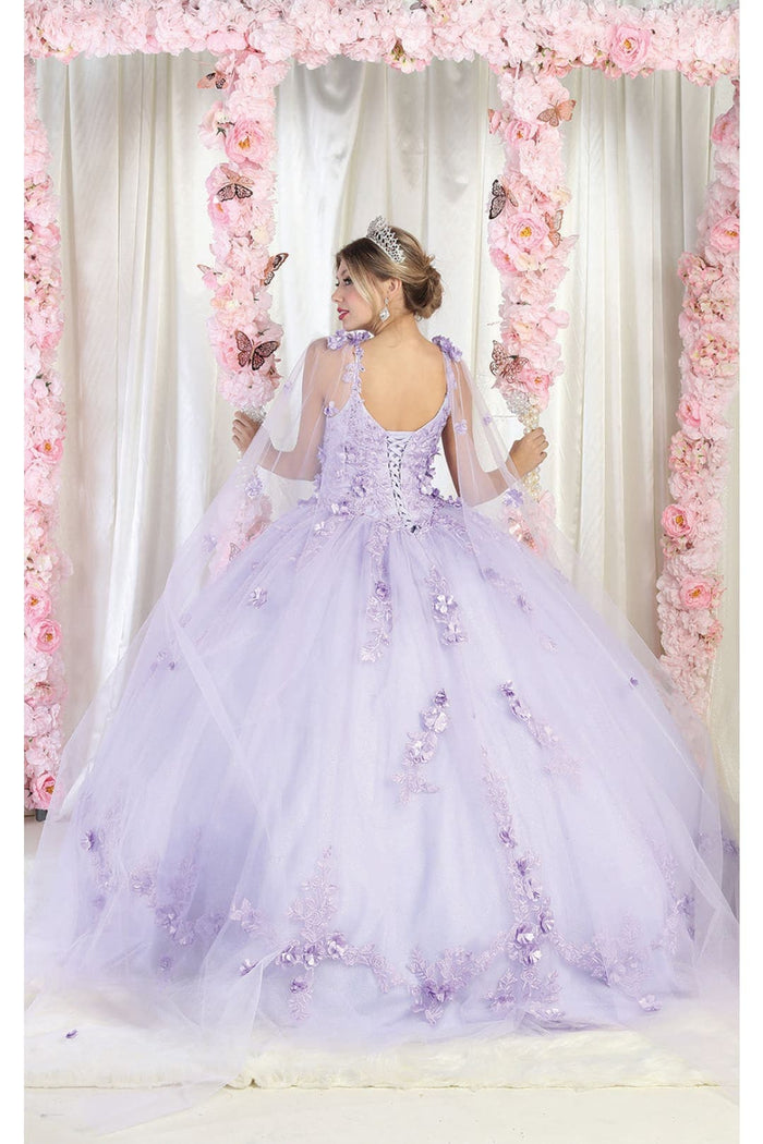 Quinceanera Dress Ball Gown Cape Sleeve 3D Floral and Plus Size