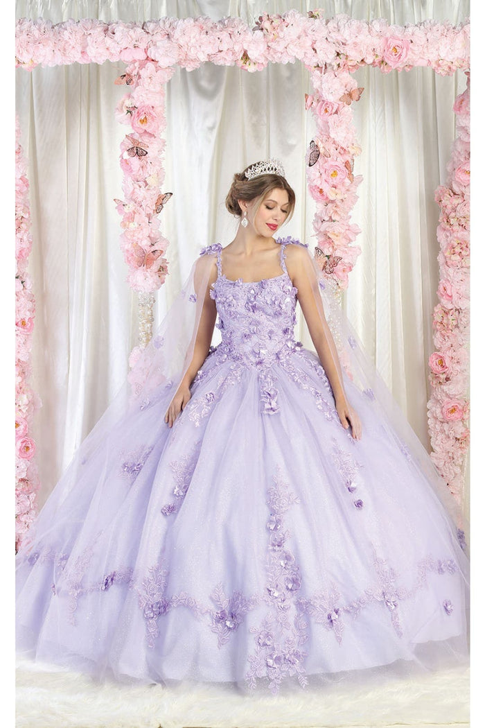 Quinceanera Dress Ball Gown Cape Sleeve 3D Floral and Plus Size