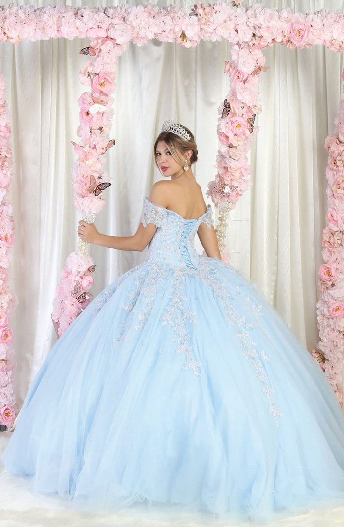 Layla K LK187 Floral Corset Quinceanera Ball Gown with Detachable Sleeves