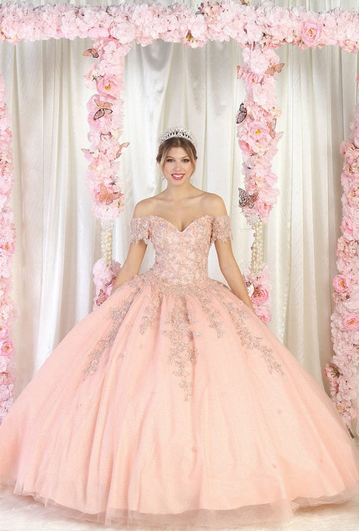 Layla K LK187 Floral Corset Quinceanera Ball Gown with Detachable Sleeves