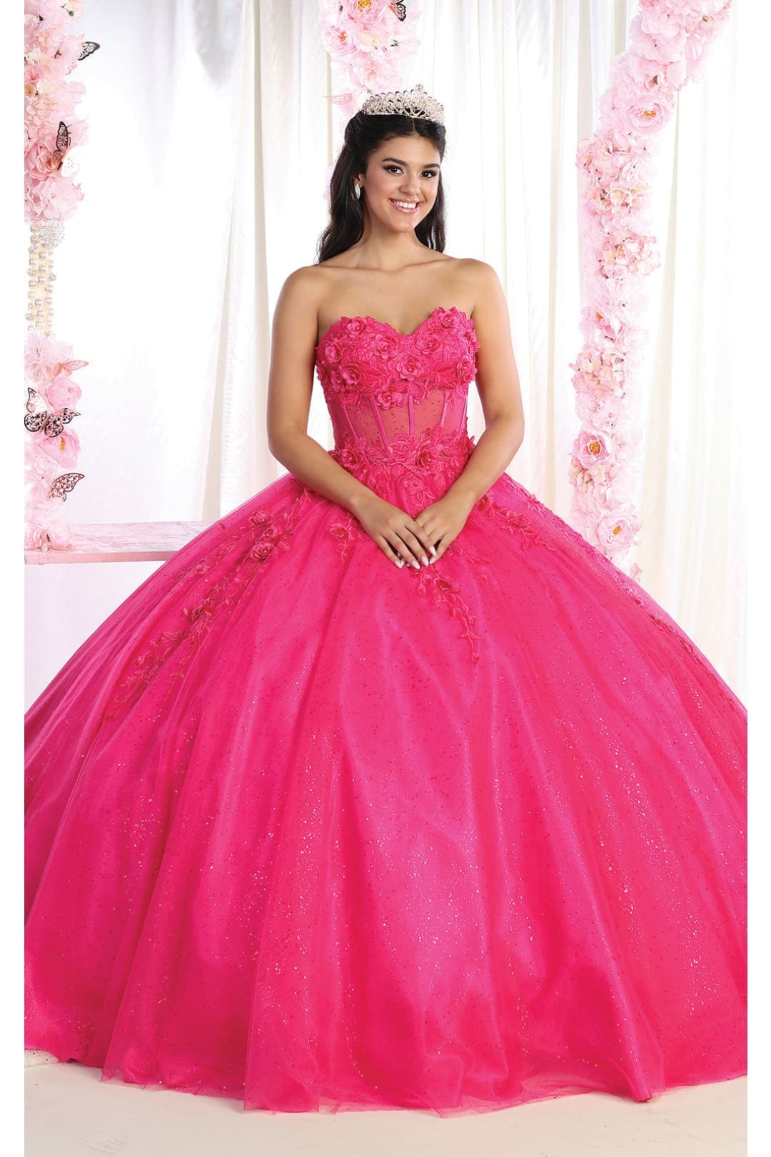 Layla K LK188 3D Floral Applique Ball Quince Dress
