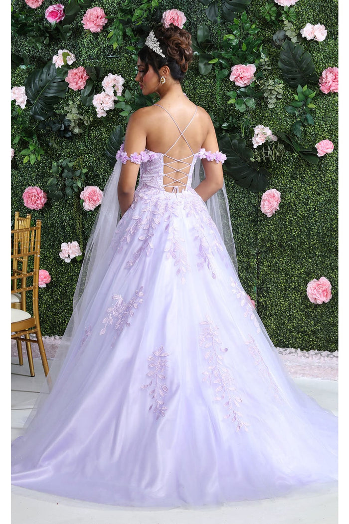 Quinceanera Dress Ball Gown Cape Sleeve Pageant Style by Layla K LK191