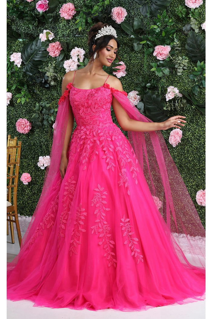 Quinceanera Dress Ball Gown Cape Sleeve Pageant Style by Layla K LK191