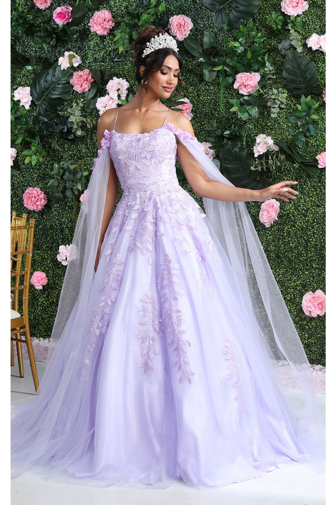 Quinceanera Dress Ball Gown Cape Sleeve Pageant Style by Layla K LK191