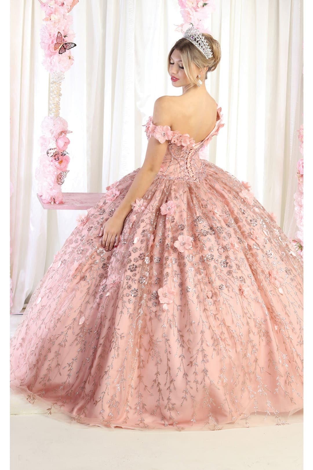 Floral Off The Shoulder Ball Gown Quinceanera Dress