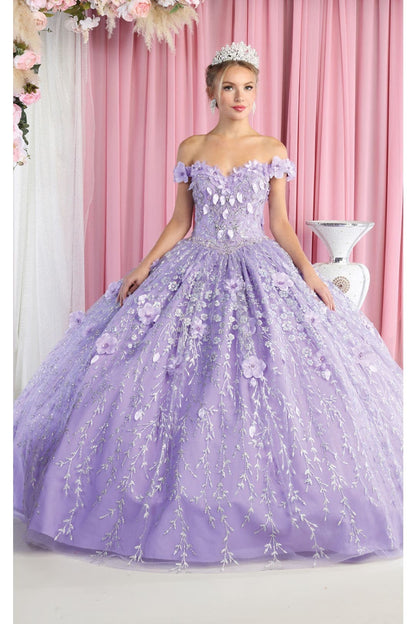 Floral Off The Shoulder Ball Gown Quinceanera Dress