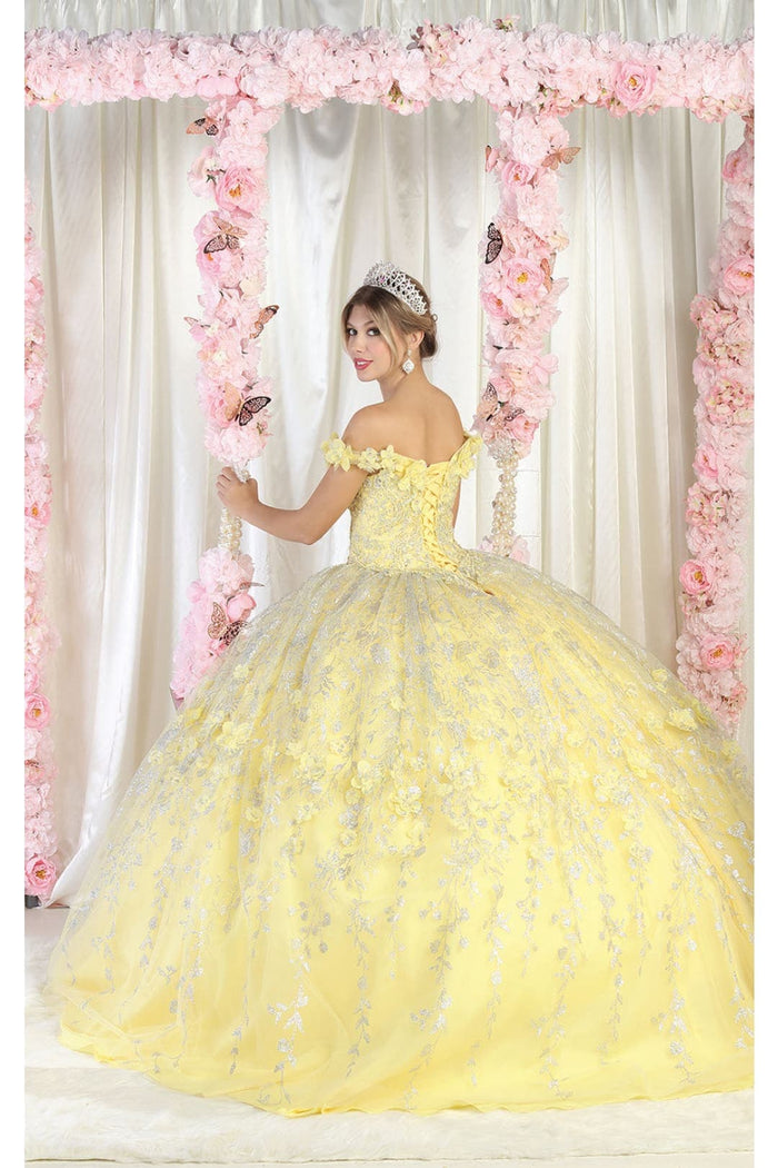 Layla K LK198 Off Shoulder Light Up Floral Quince Ball Gown