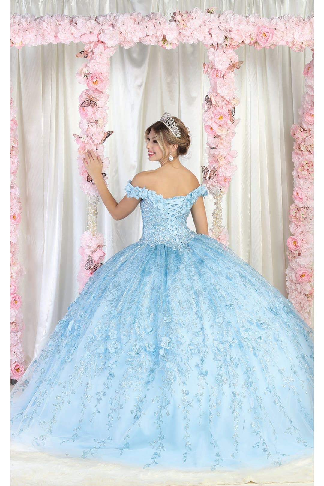 Layla K LK198 Off Shoulder Floral Quince Gown