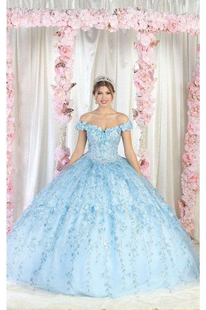Layla K LK198 Off Shoulder Light Up Floral Quince Ball Gown
