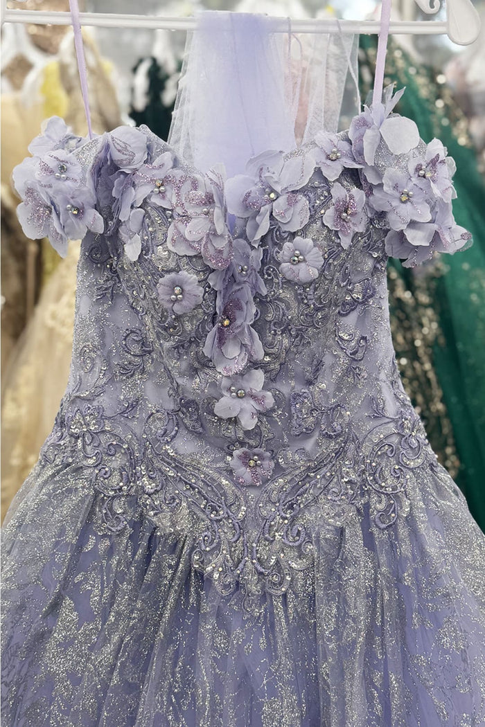 Layla K LK198 Off Shoulder Light Up Floral Quince Ball Gown