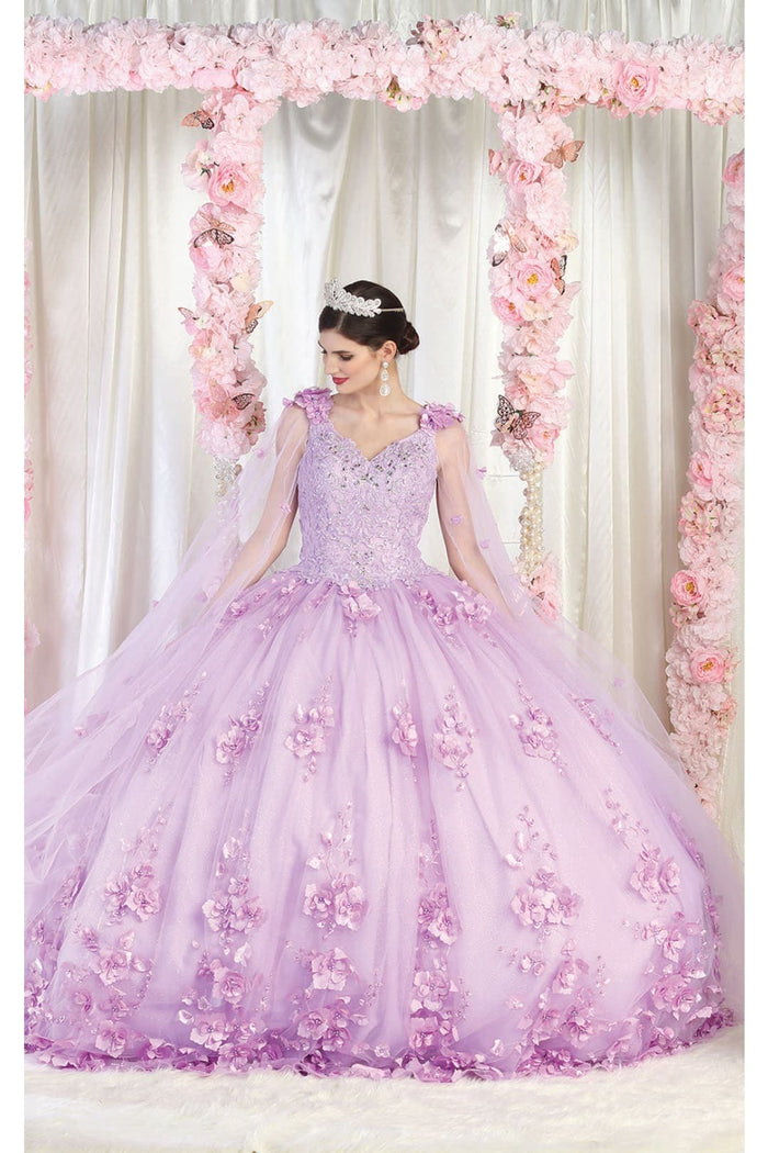 Layla K LK199 Mesh Cape Sleeves Quincecanera Gown