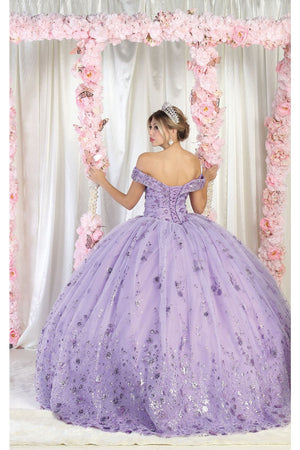 Quinceanera Dress Ball Gown W/ Cape 3D Floral Mesh by Layla K LK202