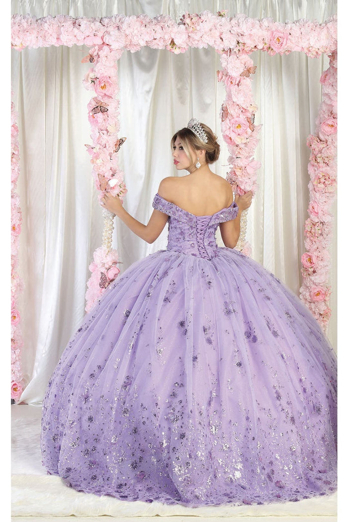 Quinceanera Dress Ball Gown W/ Cape 3D Floral Mesh by Layla K LK202