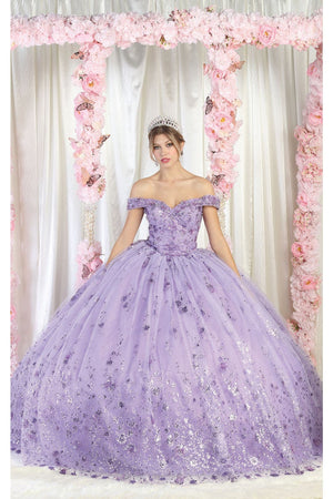 Quinceanera Dress Ball Gown W/ Cape 3D Floral Mesh by Layla K LK202