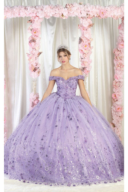 Quinceanera Dress Ball Gown W/ Cape 3D Floral Mesh by Layla K LK202